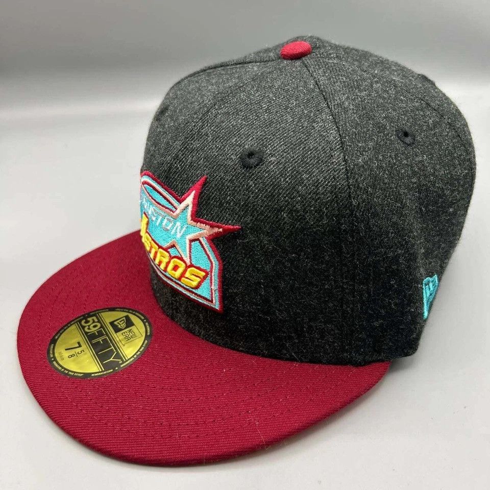 New Era Houston Astros Hat Men 7 5/8 59Fifty New Era MLB Fitted Cap Size ONE SIZE - 4 Thumbnail