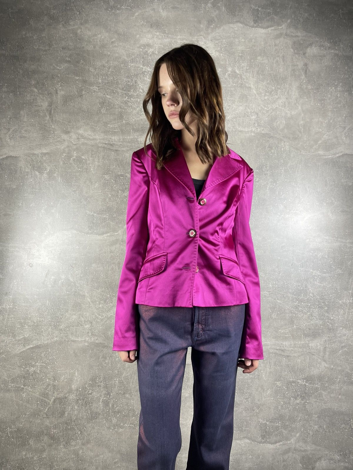 Dolce & Gabbana D&G Dolce & Gabbana Fuchsia Pink Satin Blazer 00s Size M / US 6-8 / IT 42-44 - 4 Thumbnail