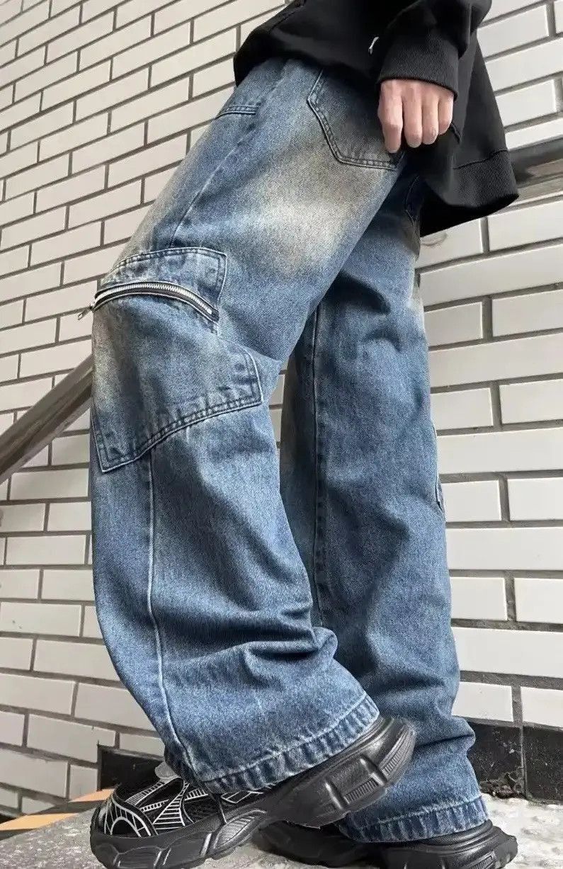 Japanese Brand Harajuku Wide Leg Cargo Jeans Size US 32 / EU 48 - 4 Thumbnail