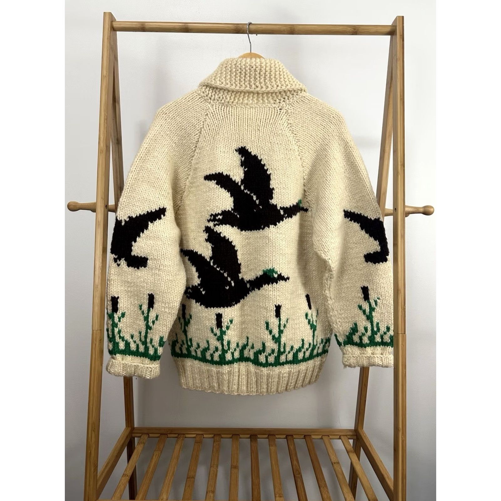 Vintage VTG 50s Duck Pleasant Cowichan Heavy Knit Cardigan Sweater W/ Pockets XL Mens Cream Vintage Rare True 50s Decade Classic Cardigan Sweater Size US XL / EU 56 / 4 - 2 Thumbnail