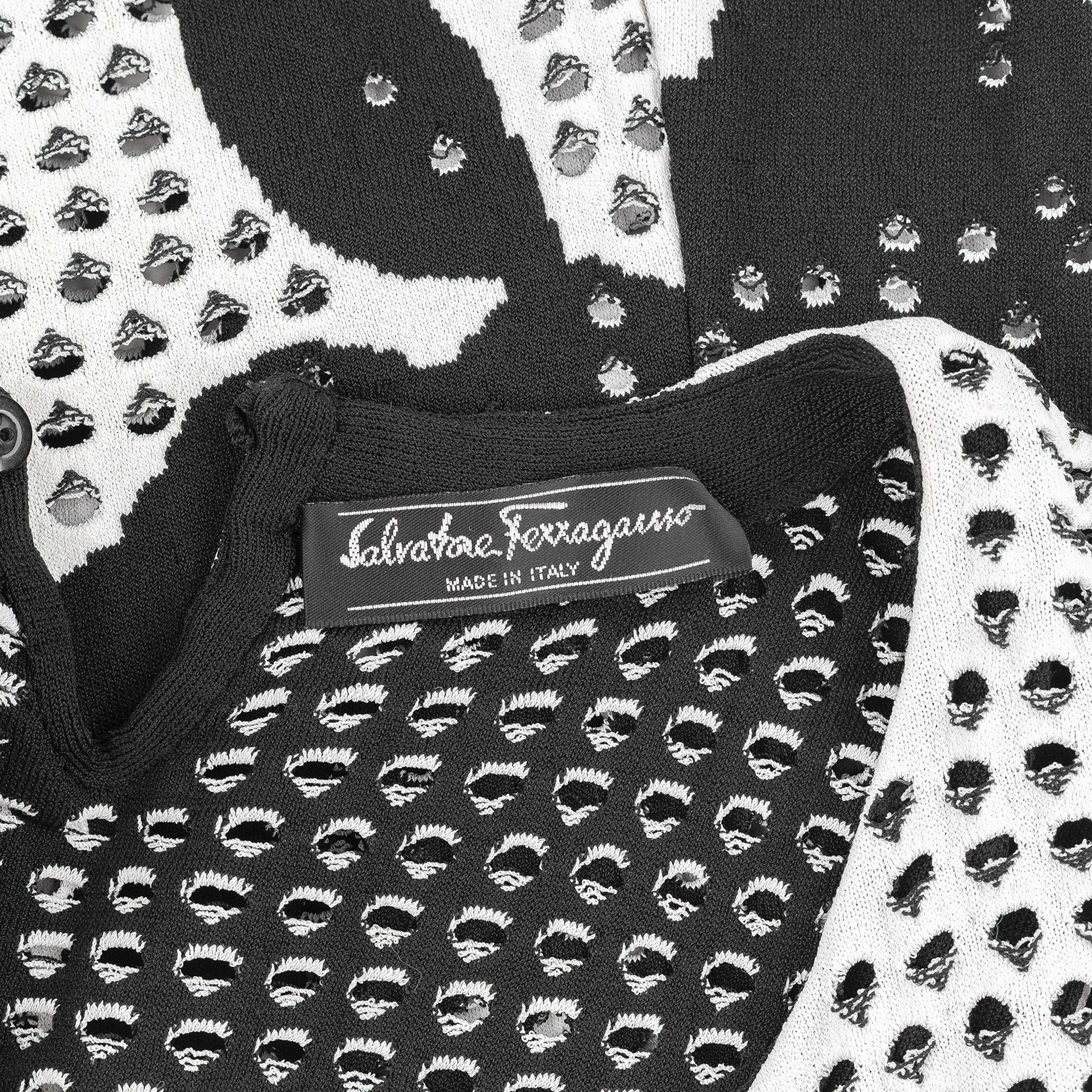 Salvatore Ferragamo Salvatore Ferragamo Black & White Holes Mini Dress Size M / US 6-8 / IT 42-44 - 5 Thumbnail
