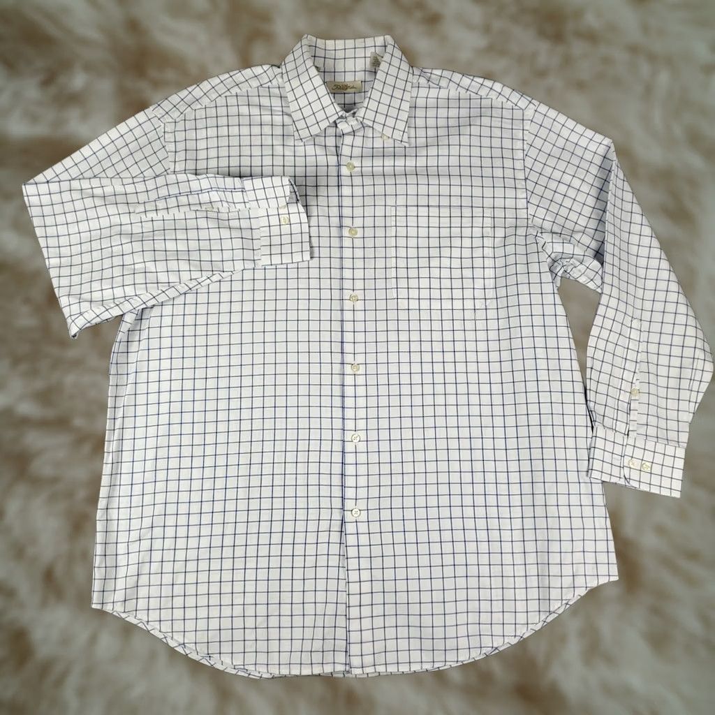 Peter Millar Peter Millar Shirt Mens XL White Blue Check Button-Up Long Sleeve Size US XL / EU 56 / 4 - 1 Thumbnail