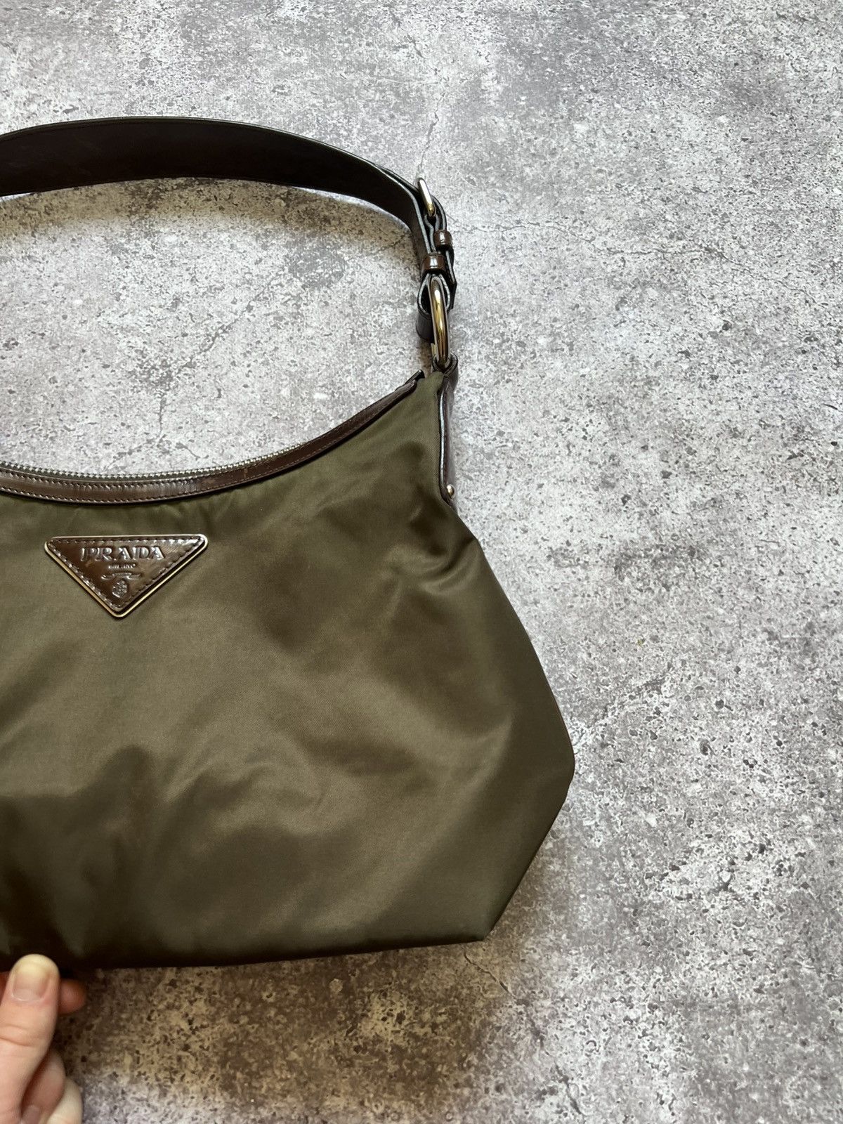 Prada Nylon Mini Shoulder Bag Khaki Green