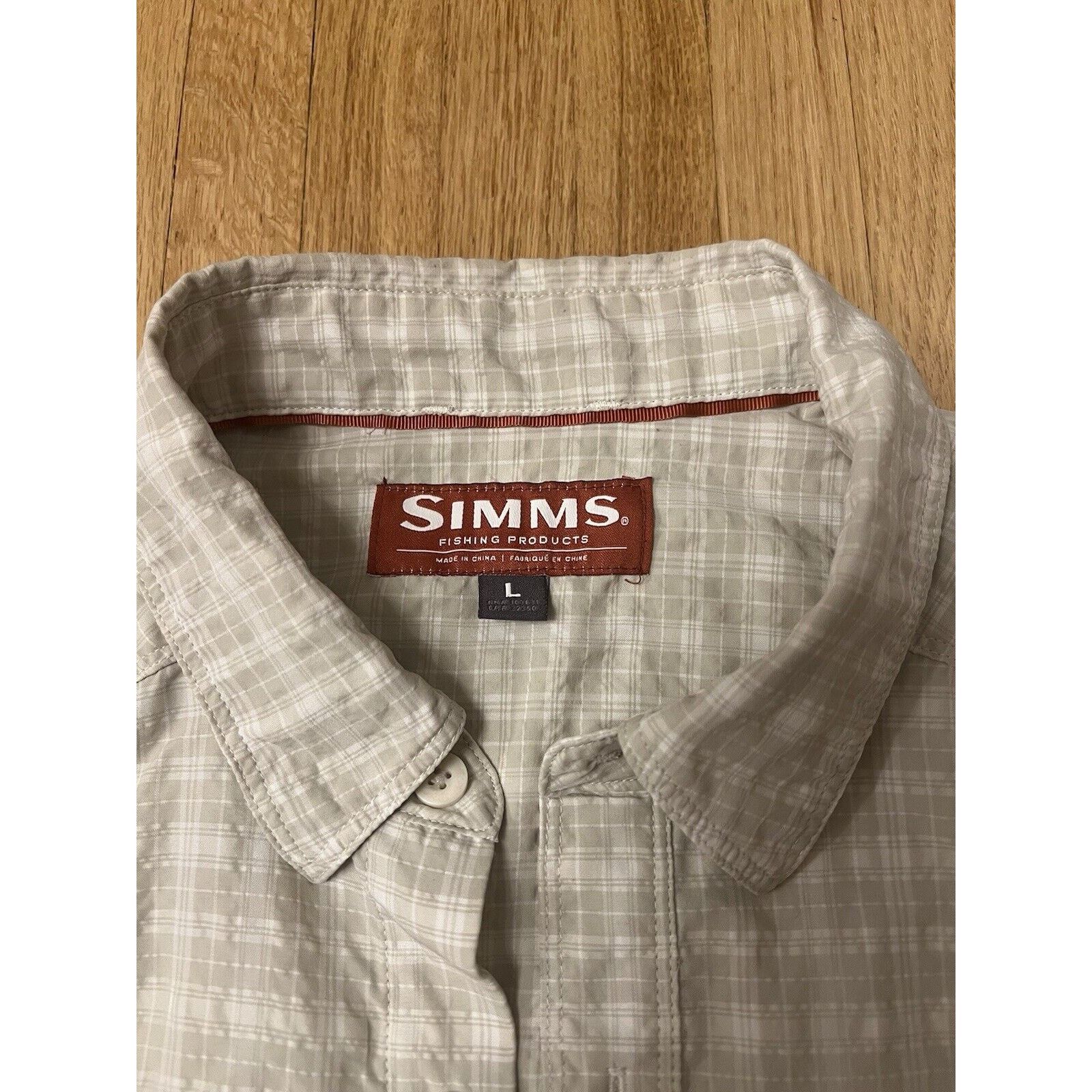 Simms Simms COR3 Men's Seersucker Beige Plaid Fishing Shirt Size L Size US L / EU 52-54 / 3 - 4 Thumbnail