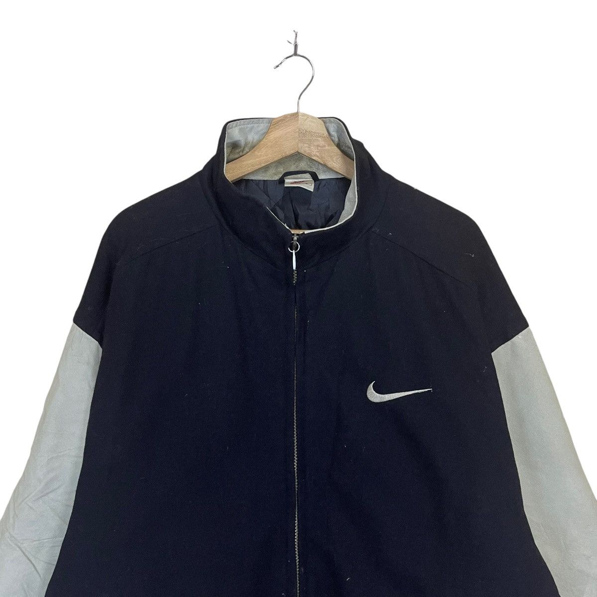 Nike Vintage 90s Nike Varsity Sleeve Leather Jacket Size US L / EU 52-54 / 3 - 7 Thumbnail