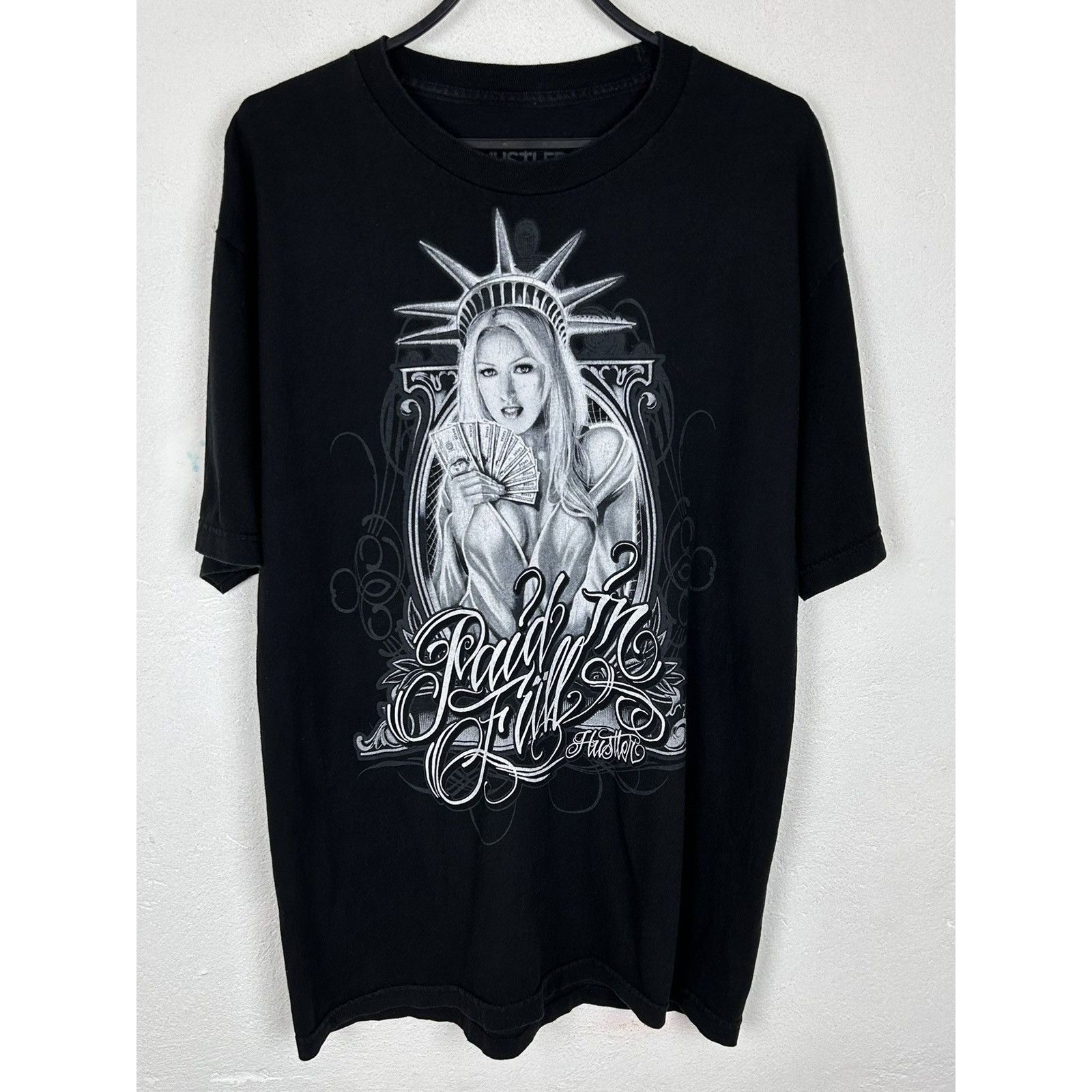 00s Vintage Hustler Magazine "Paid Full" T-Shirt In Black
