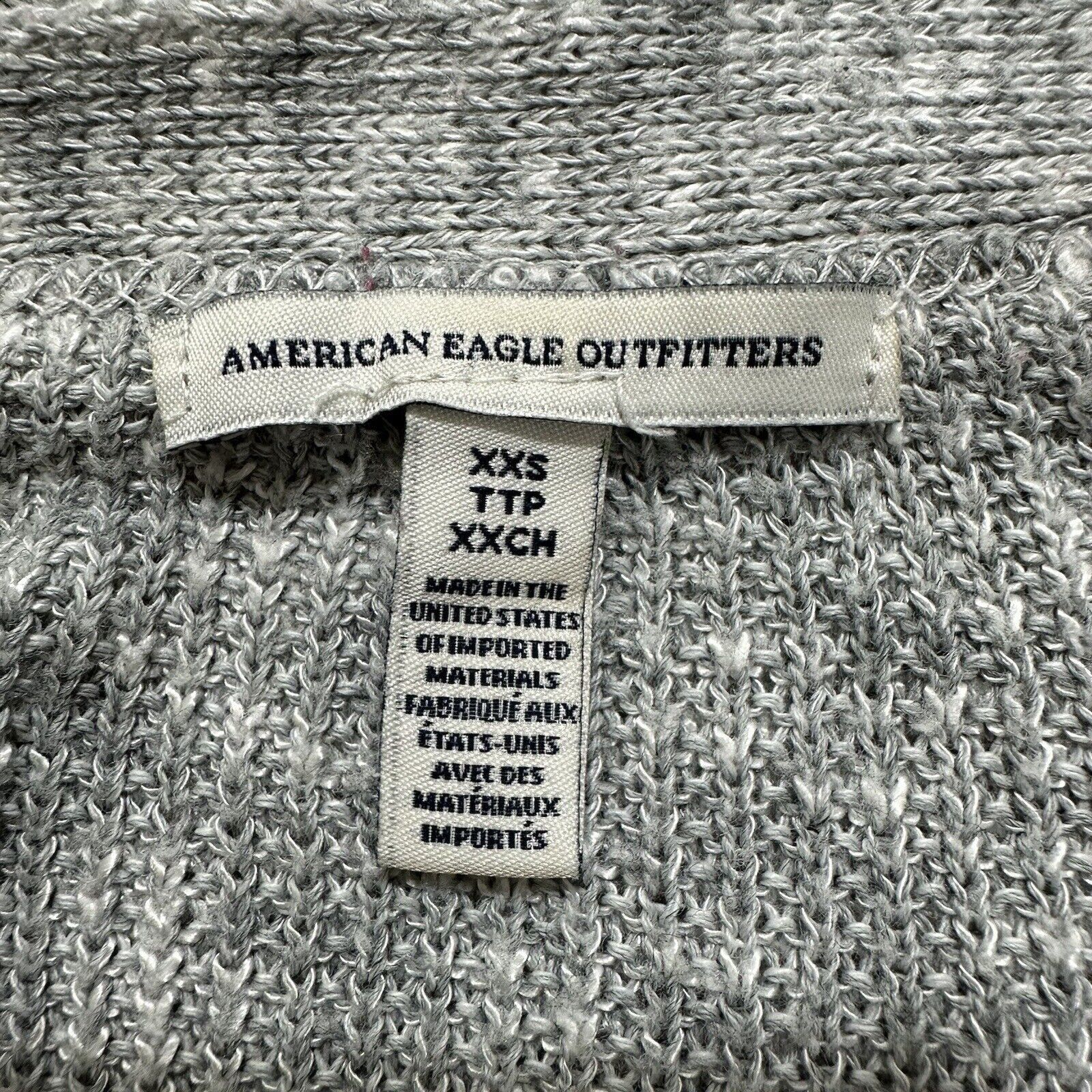 American Eagle Outfitters American Eagle XXS Open Front Waffle Cardigan Sweater Gray Size XXS / US 00 / IT 34 - 3 Thumbnail