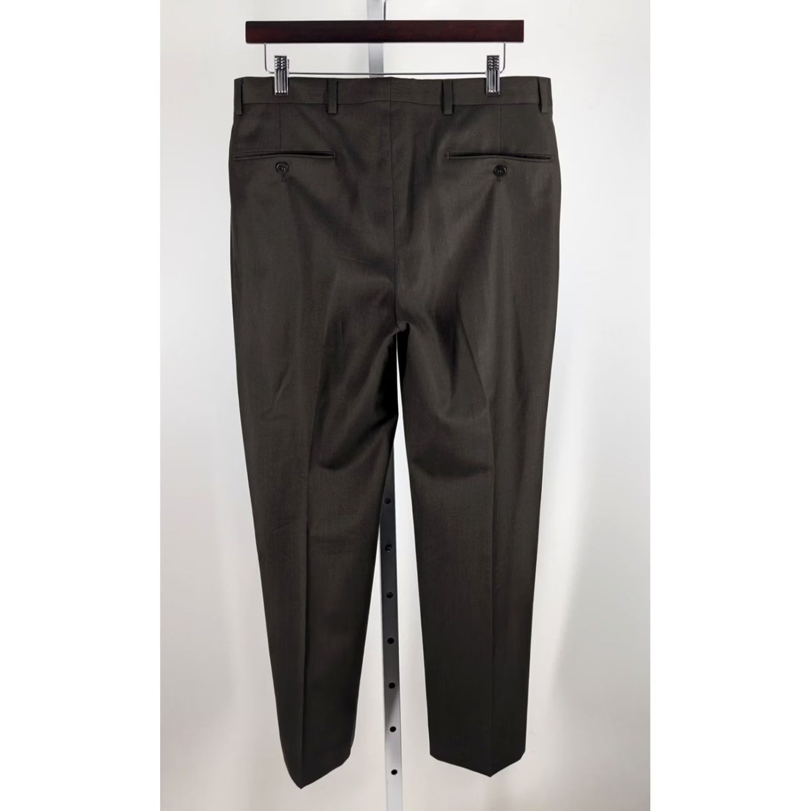 Ermenegildo Zegna VINTAGE Ermenegildo Zegna Pants Dress Wool Flat Front Dark Olive Portugal 32" Size US 31 - 3 Thumbnail