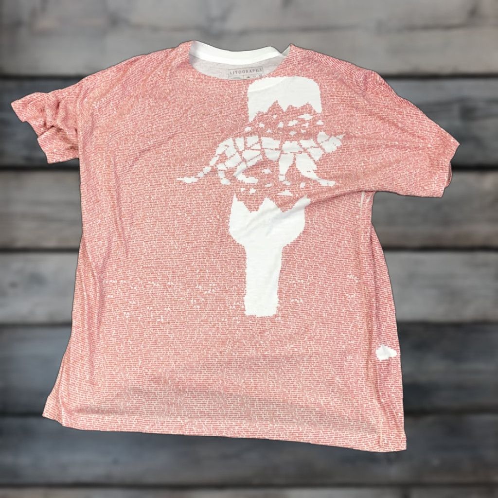 Vintage Litographs T-Shirt Descent into Maelstrom Edgar Allan Poe Red Short Sleeve Adult L Mens Regular XL Tag Size US L / EU 52-54 / 3 - 1 Thumbnail