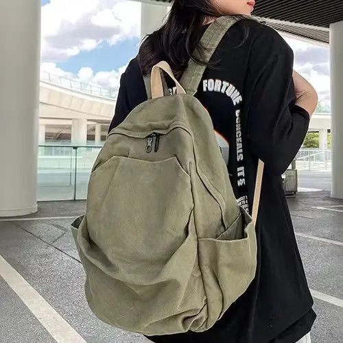 Japanese Brand Fashion Canvas backpack aesthetic Size ONE SIZE - 2 Thumbnail