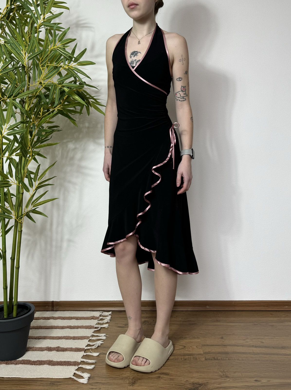 Vintage DRAPERY CHANEL STYLE PLEATED CUTE BOW DRESS Size M / US 6-8 / IT 42-44 - 4 Thumbnail