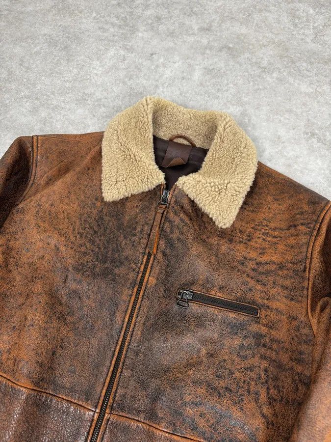 Dolce & Gabbana 2000s Dolce & Gabbana Aged Brown Leather Shearling Jacket Size US L / EU 52-54 / 3 - 5 Thumbnail