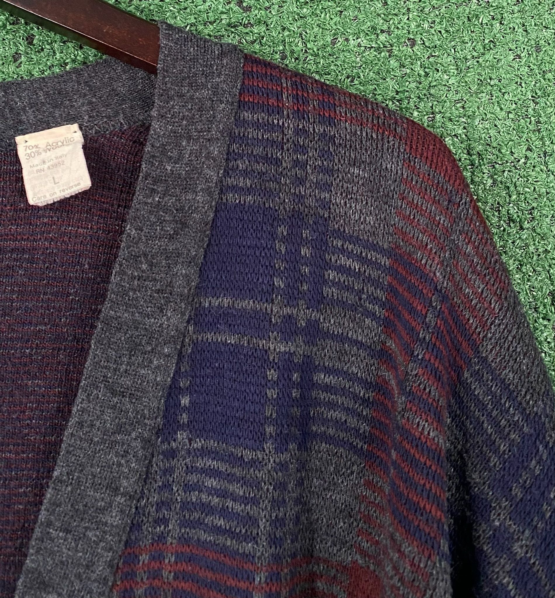 Vintage 90’s Savile Row Patterned Knit Cardigan Sweater Men’s Large Size US L / EU 52-54 / 3 - 3 Thumbnail