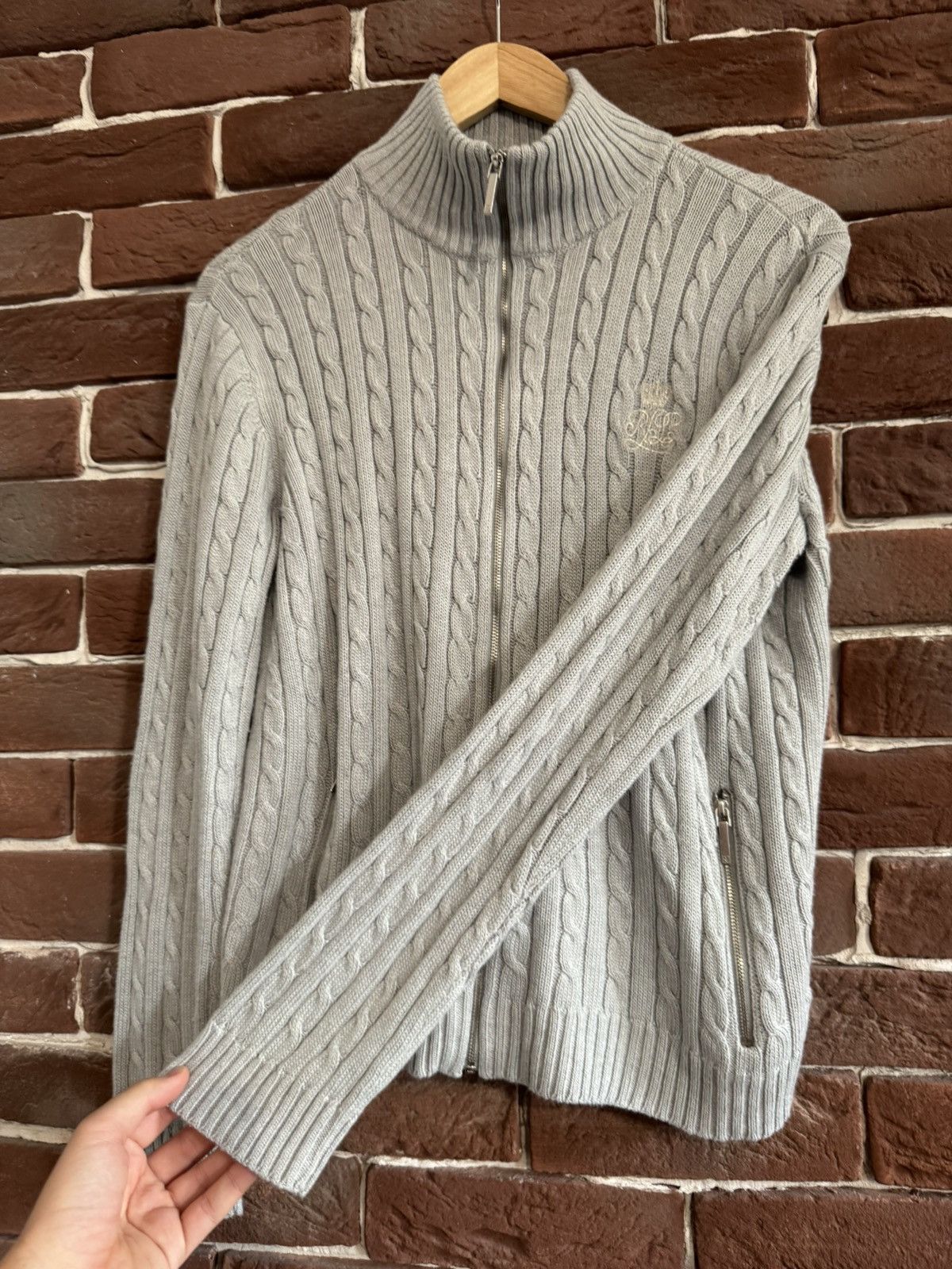 Ralph Lauren Women's Ralph Lauren Grey Cable Logo Knit Swearshirt M Size M / US 6-8 / IT 42-44 - 9 Thumbnail