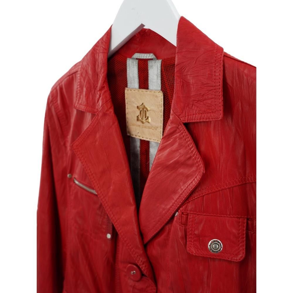 Designer Vintage Derri Designs Red Leather Moto Jacket Size S Size S / US 4 / IT 40 - 2 Thumbnail