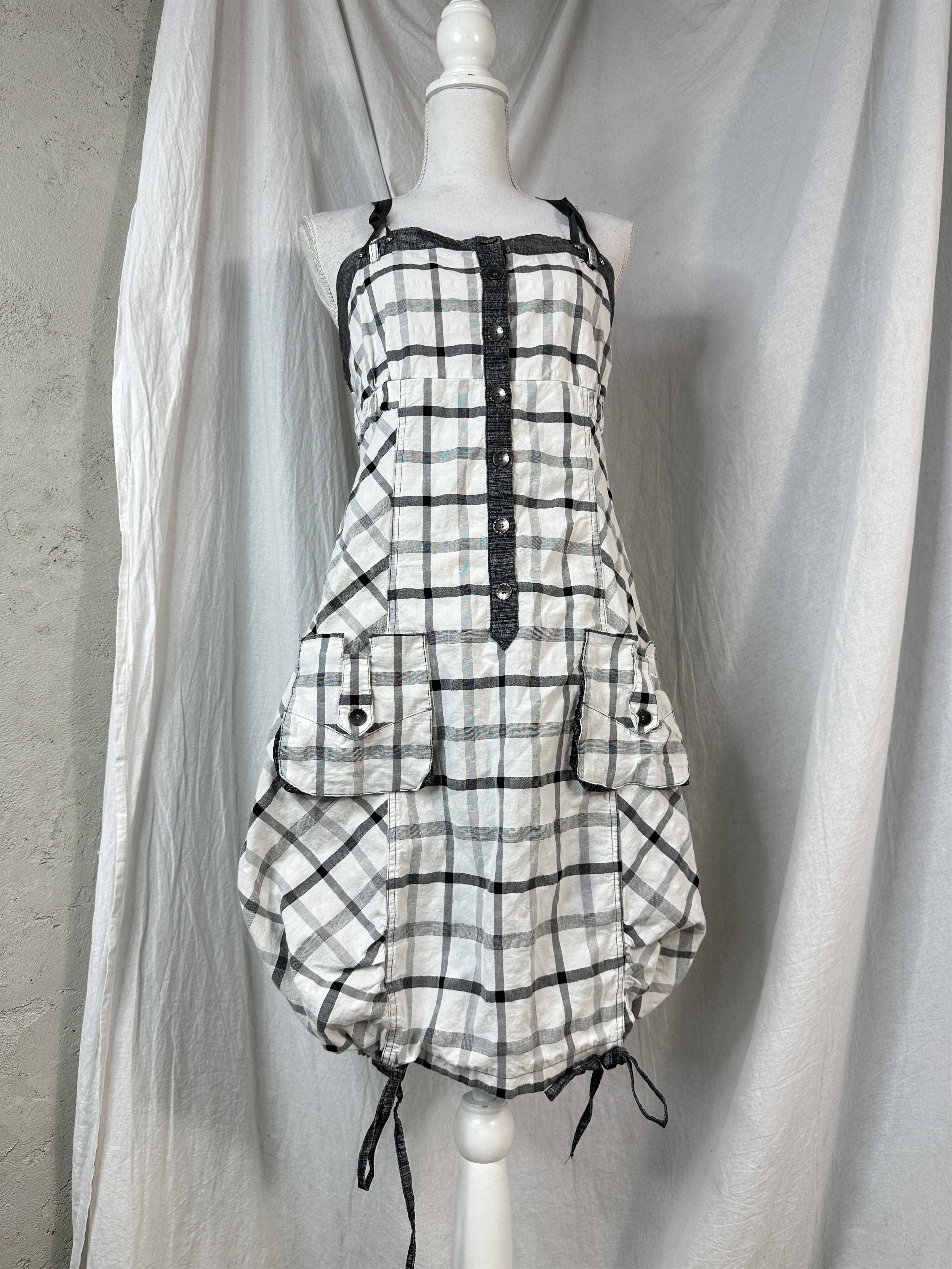 Vintage Vintage Avant Garde Y2K Designer Bubble Checkered Dress Size M / US 6-8 / IT 42-44 - 1 Thumbnail