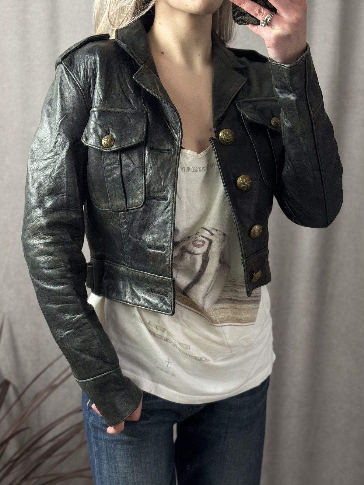 Polo Ralph Lauren Vintage Leather Jacket Polo Ralph Lauren Cropped Faded Rare Size S / US 4 / IT 40 - 3 Thumbnail