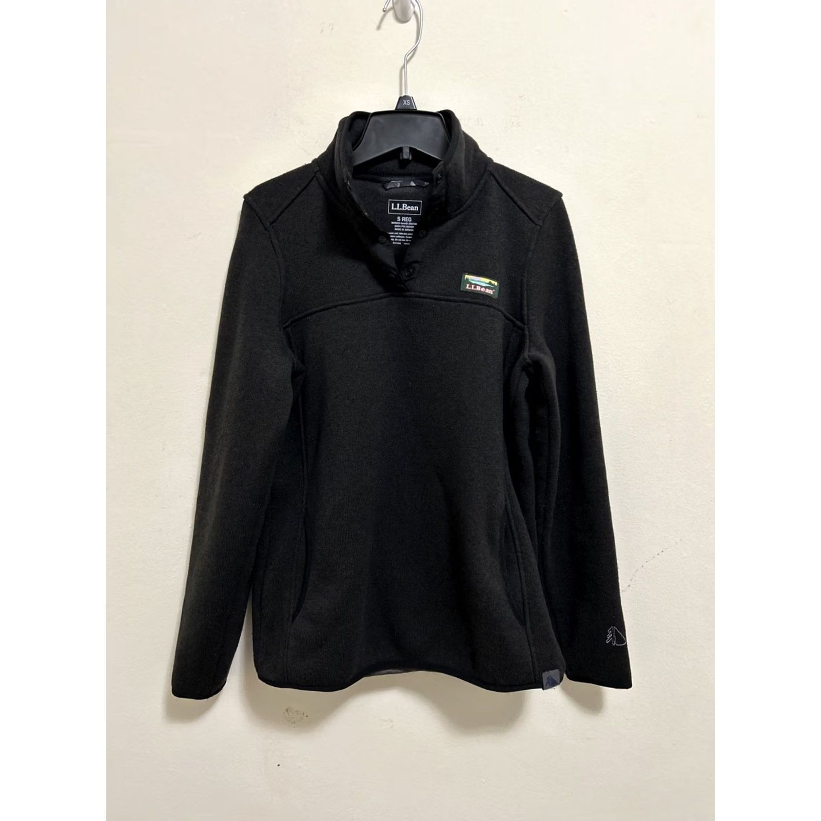 Vintage VINTAGE LL Bean Sweater Womens Small Black 1/4 T-Snap Fleece Pullover Pockets 292726 Size S / US 4 / IT 40 - 2 Thumbnail