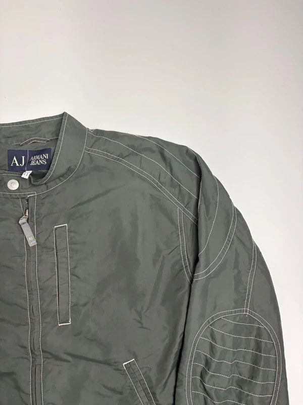 Emporio Armani Vintage Armani Jeans Olive Nylon Moto Jacket Size US L / EU 52-54 / 3 - 6 Thumbnail