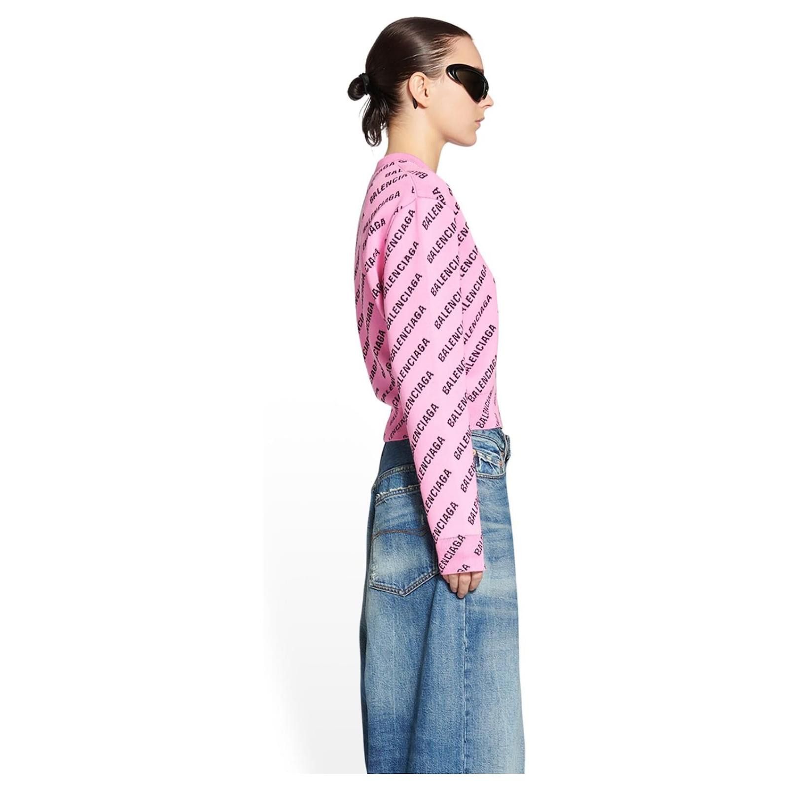Balenciaga o1srvl11e1124 All-Over Crewneck Sweater in Pink/Black Size M / US 6-8 / IT 42-44 - 8 Thumbnail
