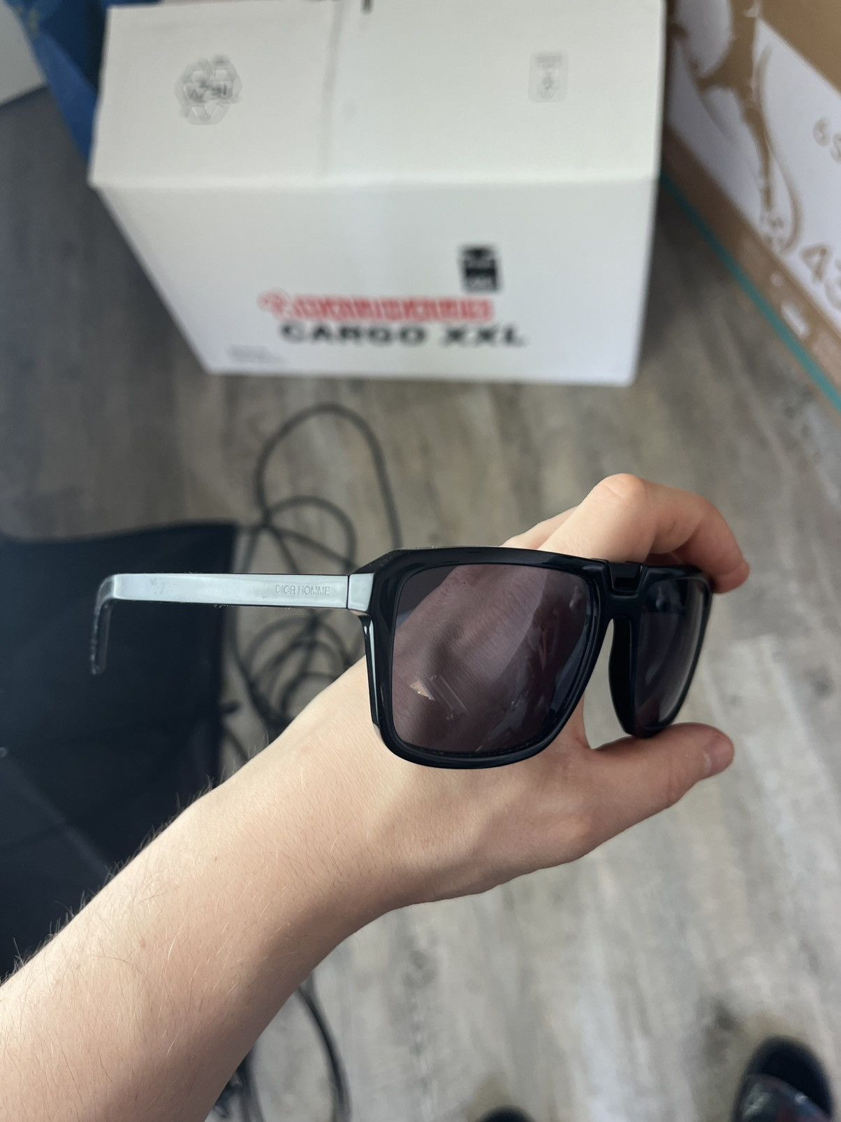 Dior × Hedi Slimane Dior Homme black tie 3/s thin sunglasses