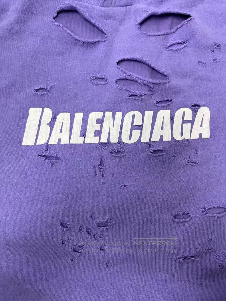 Balenciaga Balenciaga Letter Print Hooded Drawstring Ripped Crack Eff Size US XS / EU 42 / 0 - 3 Thumbnail