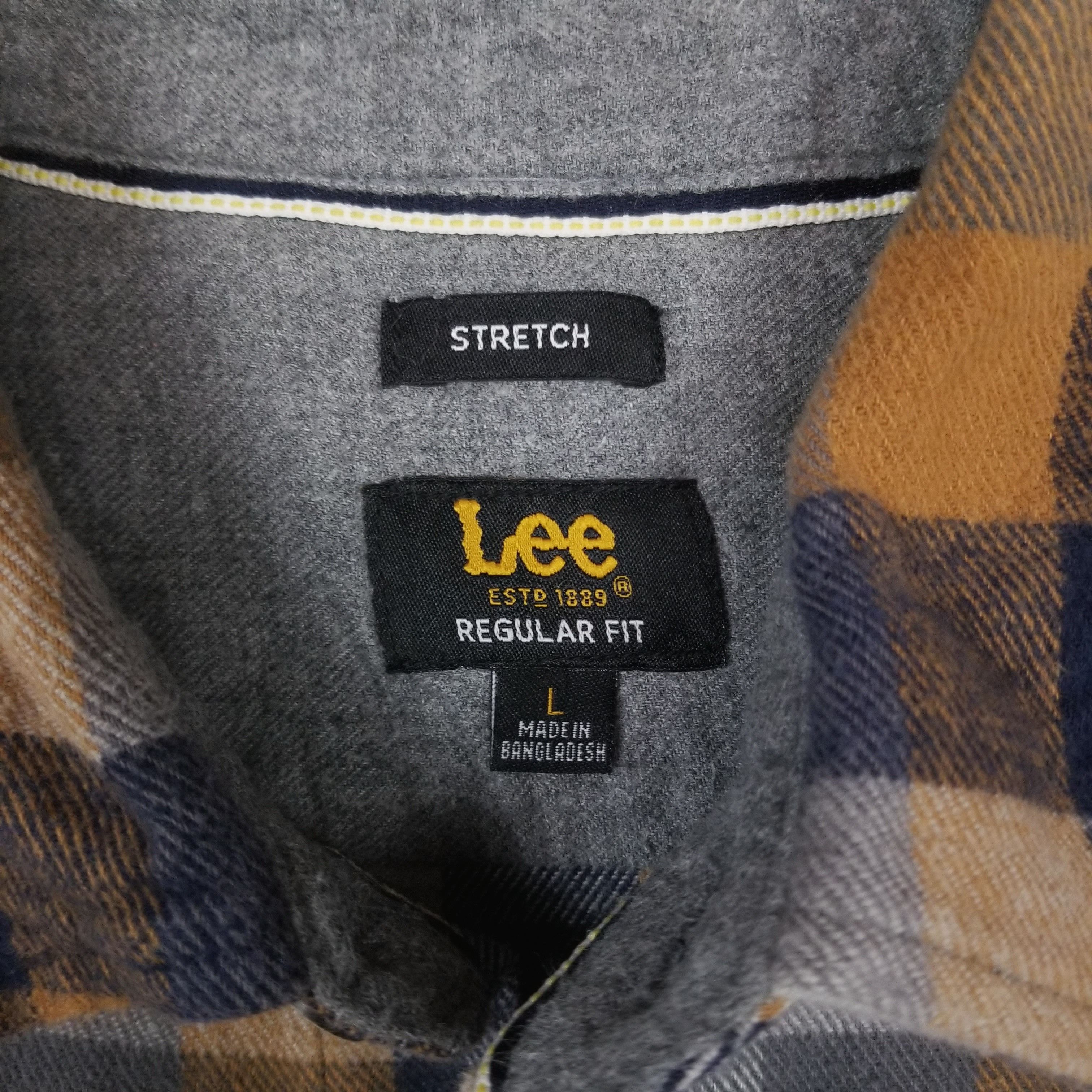Lee Stretch Flannel Plaid Shirt Camel Tan Gray Size US L / EU 52-54 / 3 - 6 Thumbnail