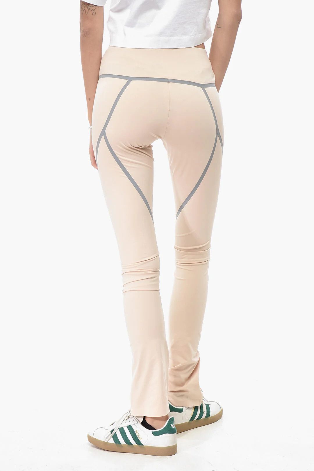 Off-White og1mm0426 Ankle Zip Leggings in Beige Size 27" / US 4 / IT 40 - 2 Thumbnail