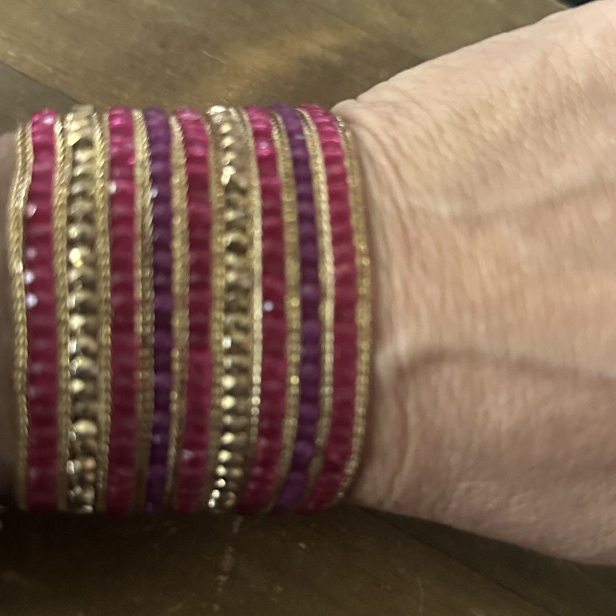 Other Pink and gold crystal bead wide magnetic bracelet Size ONE SIZE - 4 Thumbnail