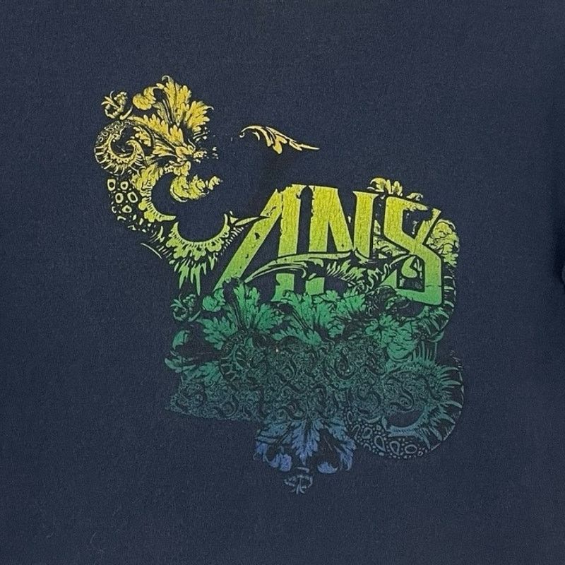 Vans VANS Navy Blue & Yellow Floral Logo Ringer Cropped Top Size M / US 6-8 / IT 42-44 - 5 Thumbnail