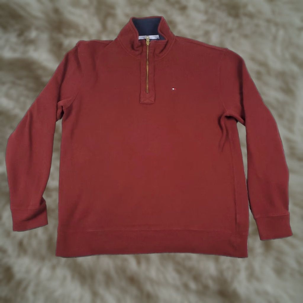 Tommy Hilfiger Tommy Hilfiger Mens Red Quarter Zip Pullover Sweater Extra Large XL Size US XL / EU 56 / 4 - 1 Thumbnail