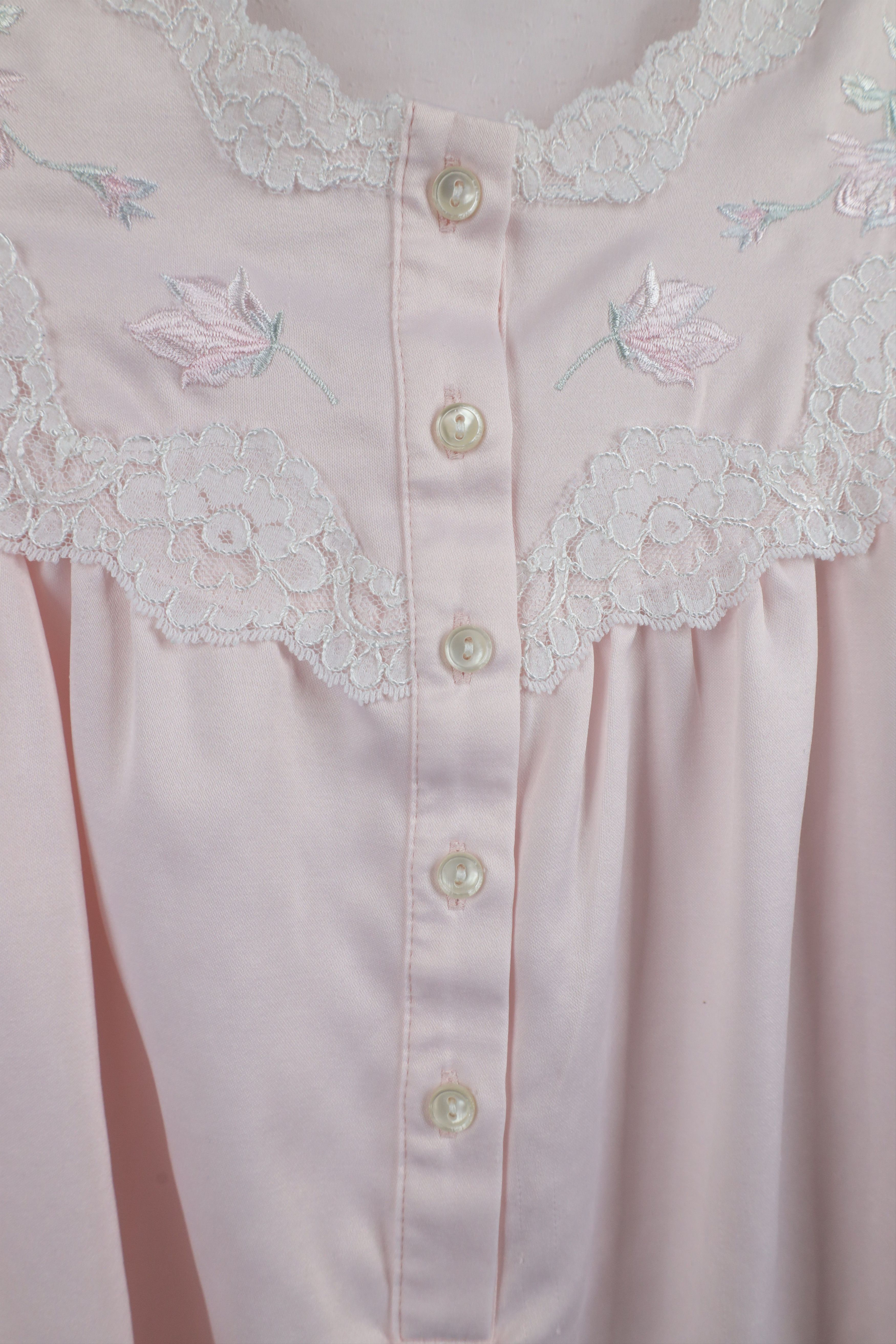Vintage Vintage 90s Miss Elaine Polyester Lace Flower Night Gown Size M / US 6-8 / IT 42-44 - 10 Thumbnail