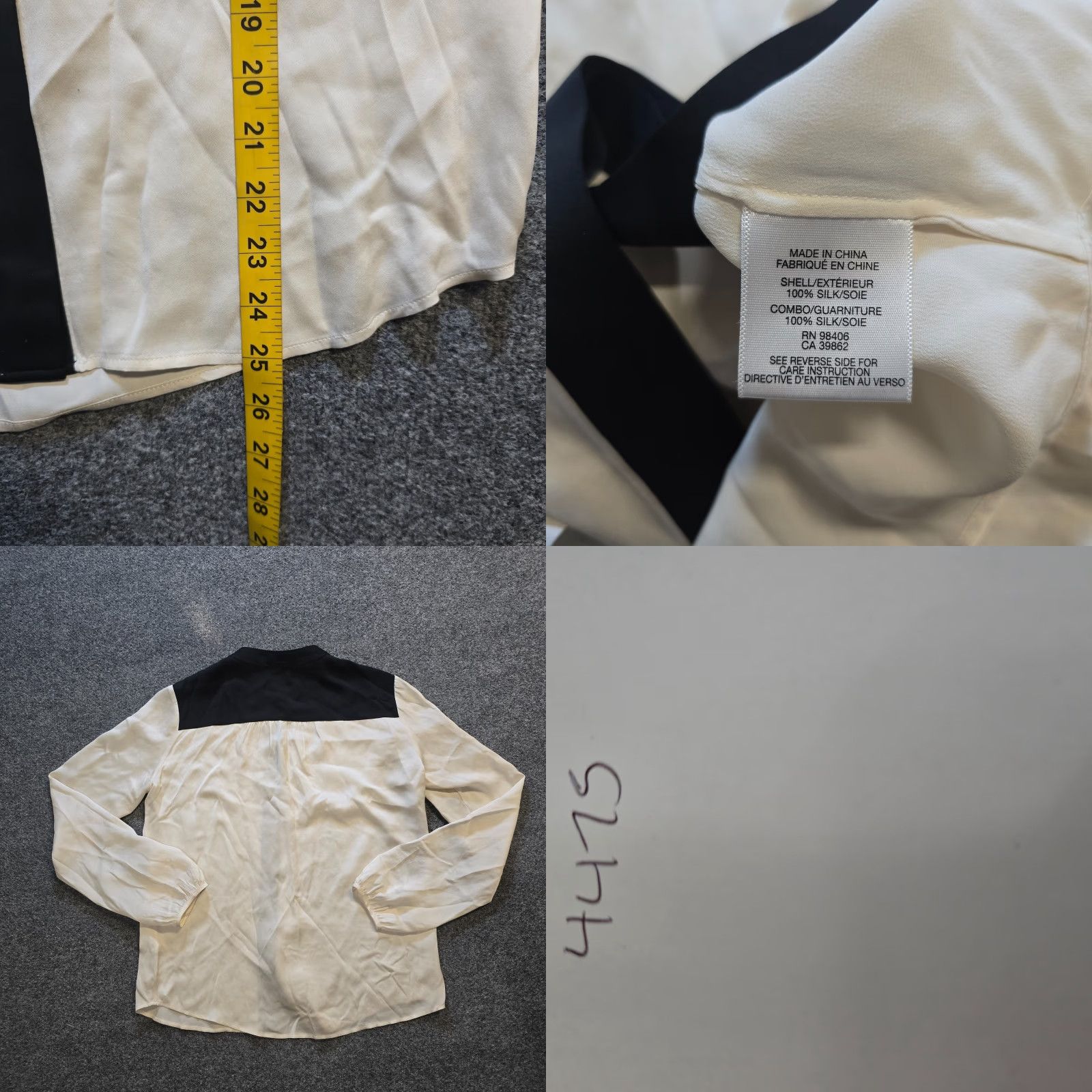 Theory Theory Blouse Womens Size M White Silk Colorblocked Long Sleeve Career Capsule Size M / US 6-8 / IT 42-44 - 8 Thumbnail