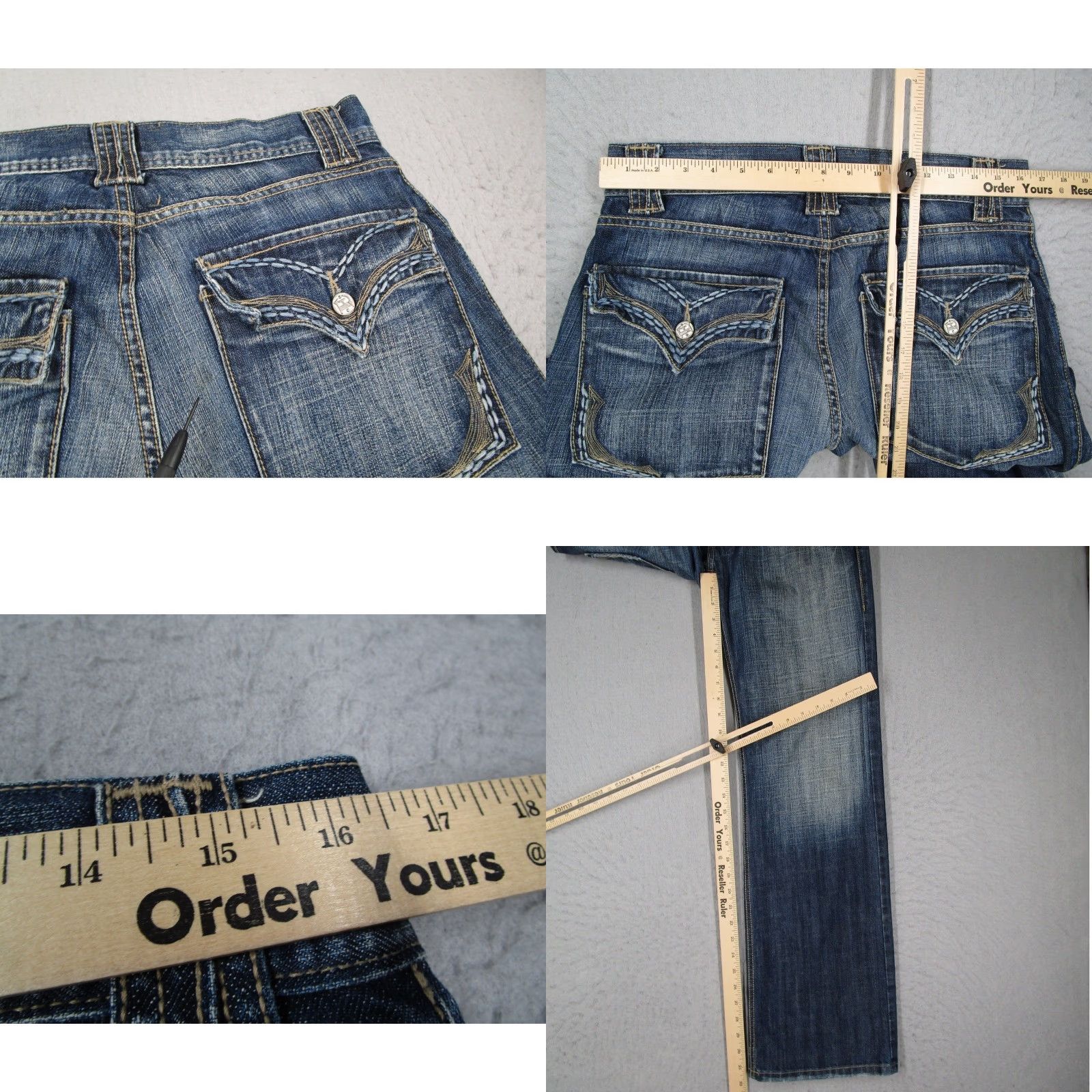 Denime VINTAGE Division E Mens Blue Denim Jeans Straight Leg Medium Wash Size 32 Size US 32 / EU 48 - 8 Thumbnail