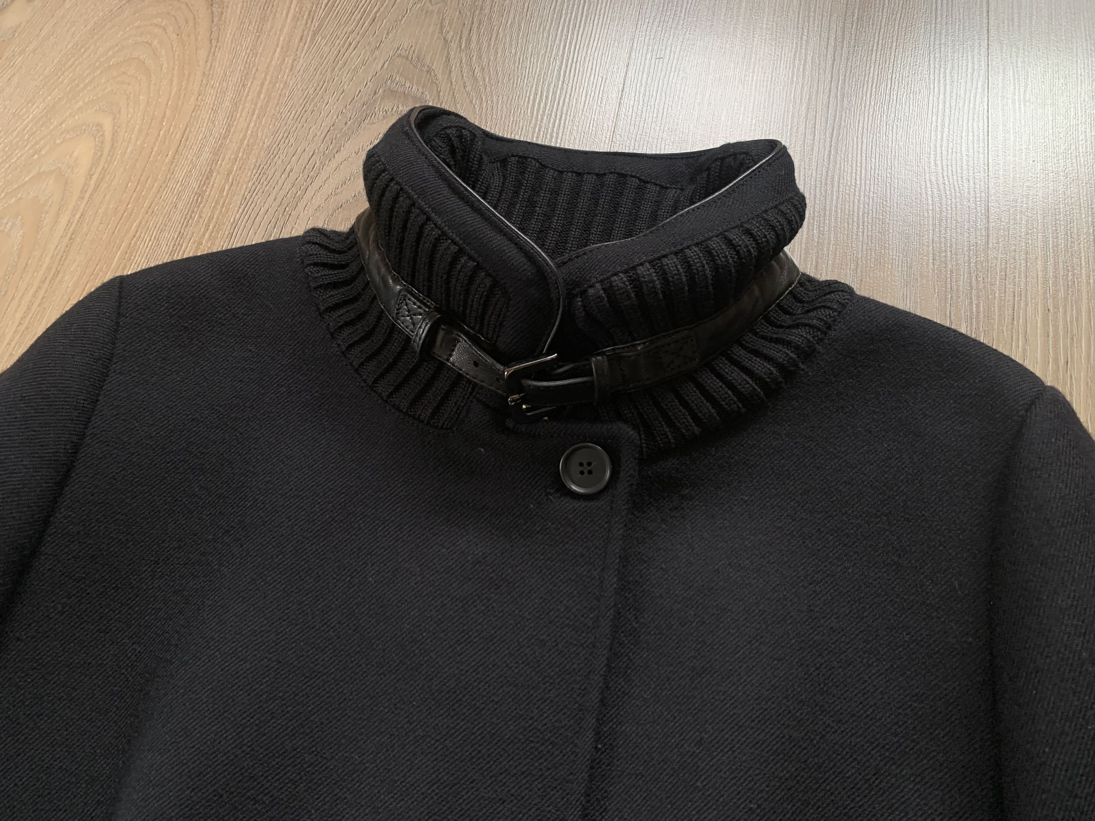 Other Mabrun Womens Black Virgin Wool Coat Button Zip Size L / US 10 / IT 46 - 4 Thumbnail