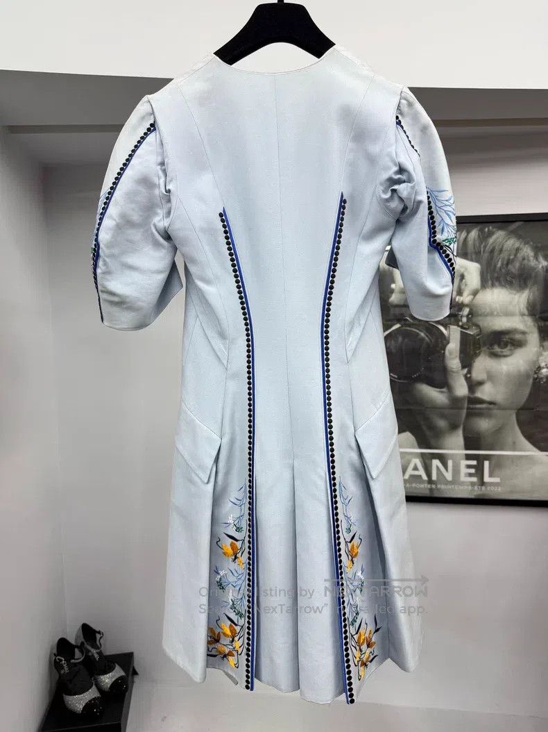 Dior Dior Blue Heavy Industry Floral Embroidered Jacket Dress Size XS / US 0-2 / IT 36-38 - 3 Thumbnail