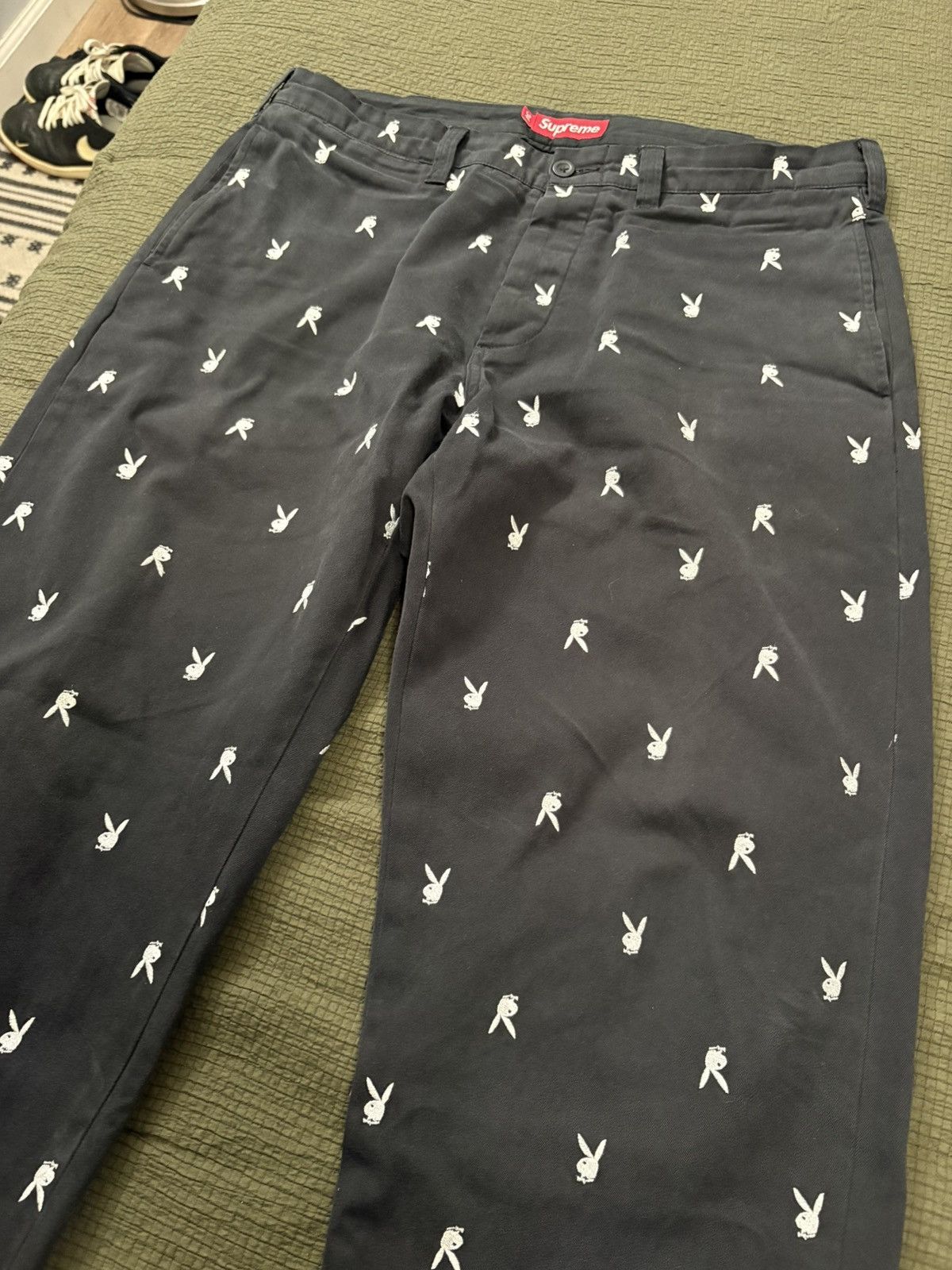Supreme Black Straight Chino Pants with a girl embroidered | Grailed