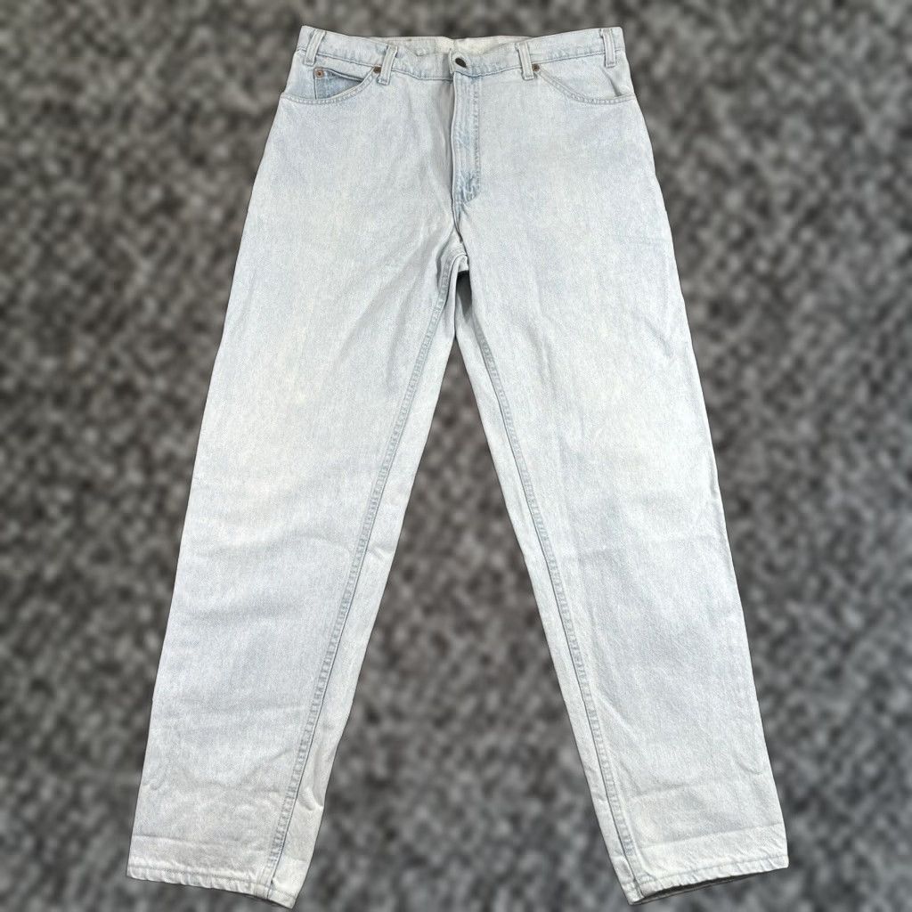 Vtg Levis 550 Jean 38x34 Relaxed Tapered Leg Orange Tab Light Wash USA Baggy