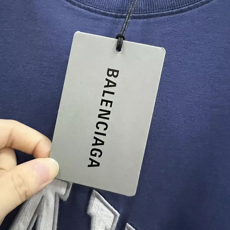 Balenciaga Balenciaga Dark Blue Letter Print Short Sleeve Size US M / EU 48-50 / 2 - 5 Thumbnail