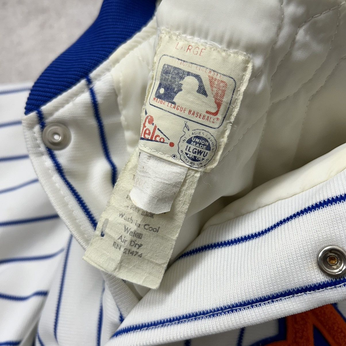 MLB × Vintage VTG 80s 90s MLB NEW YORK METS FELCO PINSTRIPE BOMBER JACKET Size US L / EU 52-54 / 3 - 3 Thumbnail