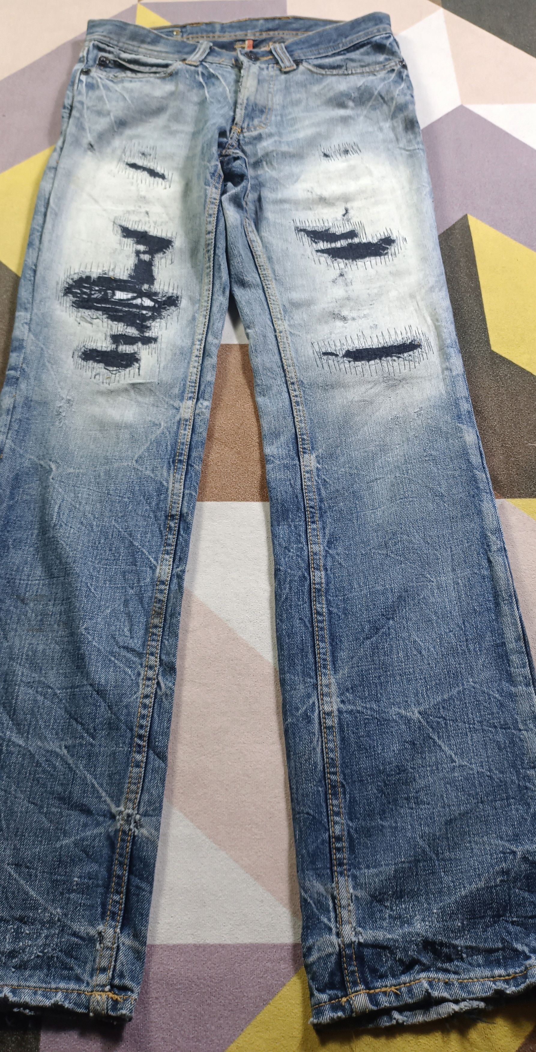 If Six Was Nine × Japanese Brand Army Of no! Honeycomb Distressed Jeans Size US 31 - 2 Thumbnail