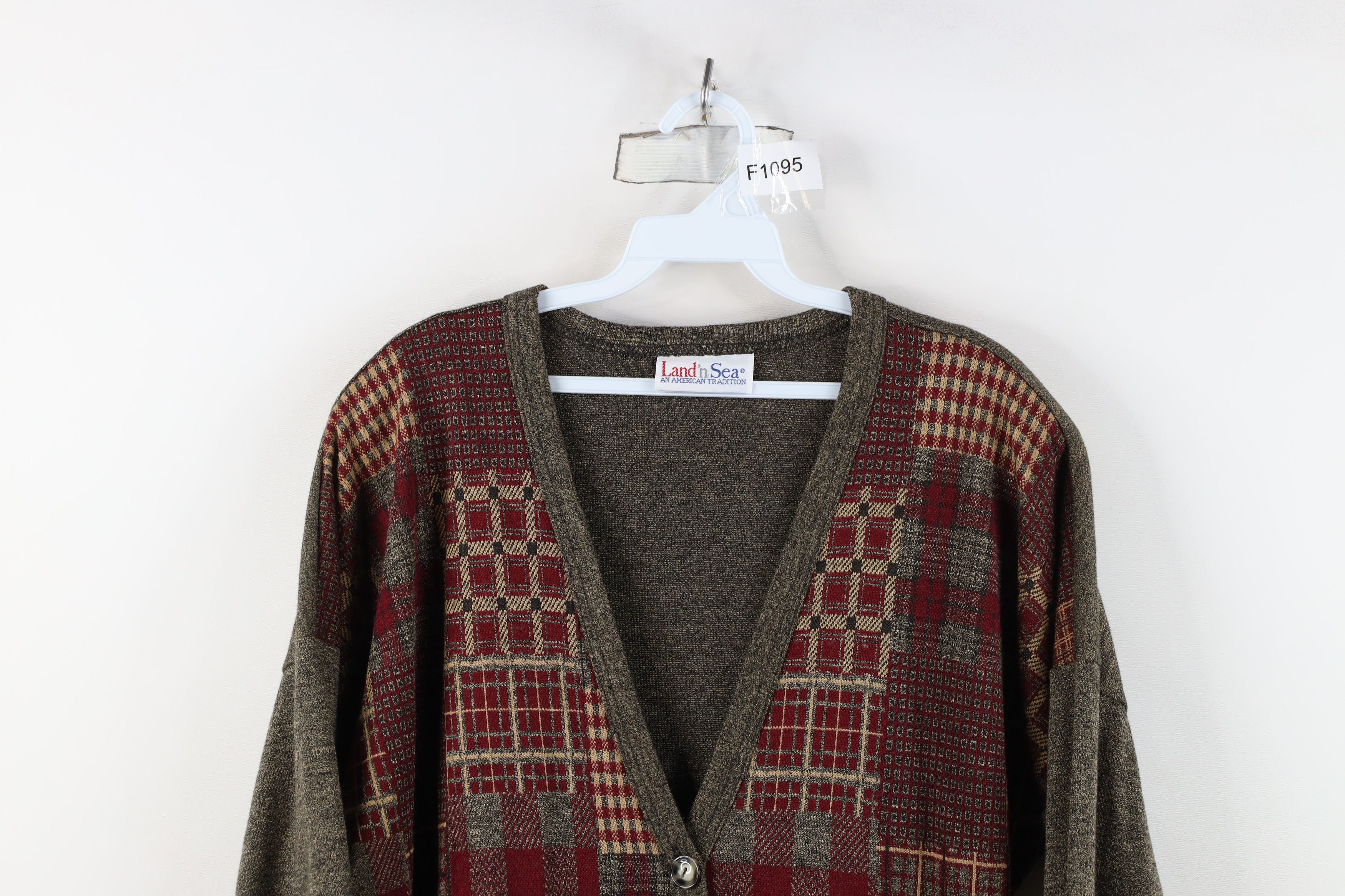Vintage Vintage 90s Streetwear Patchwork Knit Cardigan Sweater Size XL / US 12-14 / IT 48-50 - 2 Thumbnail