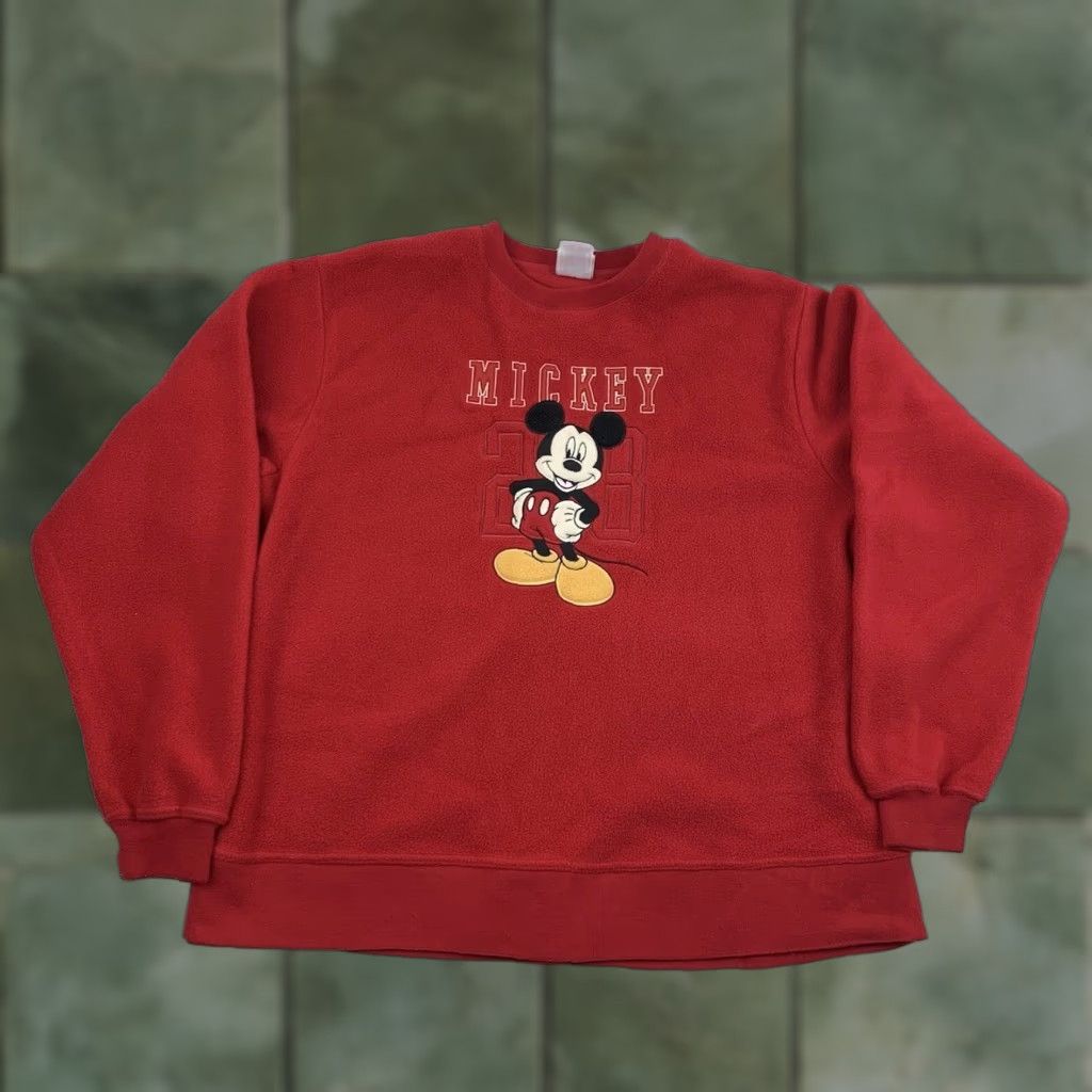 Disney VINTAGE Disney Store Mickey Mouse Sweatshirt Adult L Red Fleece Pullover 90s Logo Embroidered Men Size US L / EU 52-54 / 3 - 1 Thumbnail