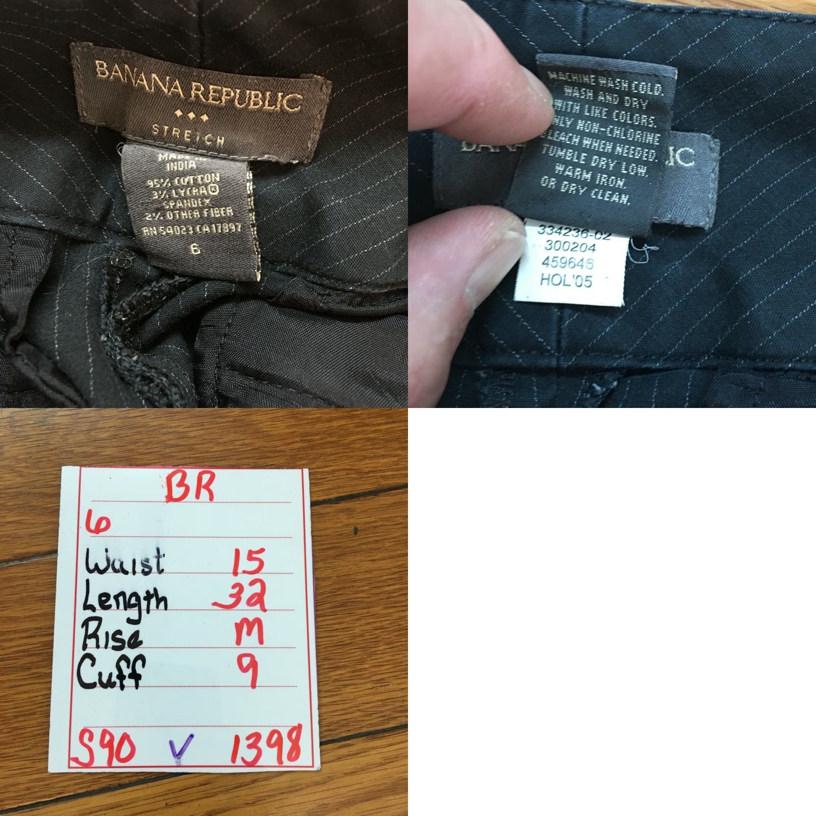 Banana Republic VINTAGE Banana Republic Womens Striped Stretch Black Career Trouser Pants Size 6 Size 30" / US 8 / IT 44 - 8 Thumbnail