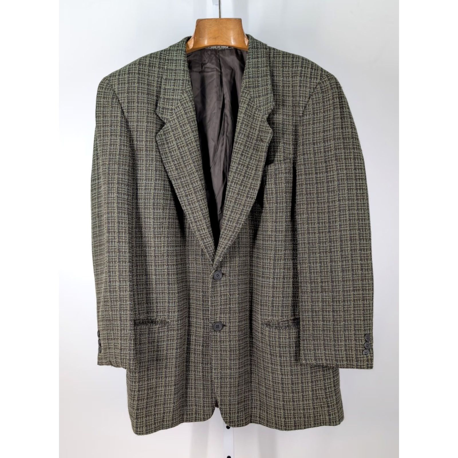 Giorgio Armani Giorgio Armani Blazer Vintage 90s Y2K Mod Sculpted Wool Blend Green 42 Mens Notch 2-Button Jacket Regular Length Size 42 Size 42R - 2 Thumbnail
