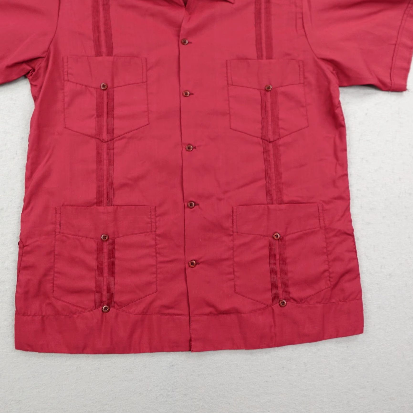 Vintage D'Yuvas Guayabera Shirt Mens Large Size 40 Red 4 Pocket Cuba Wedding Camp Cigar Size US L / EU 52-54 / 3 - 3 Thumbnail