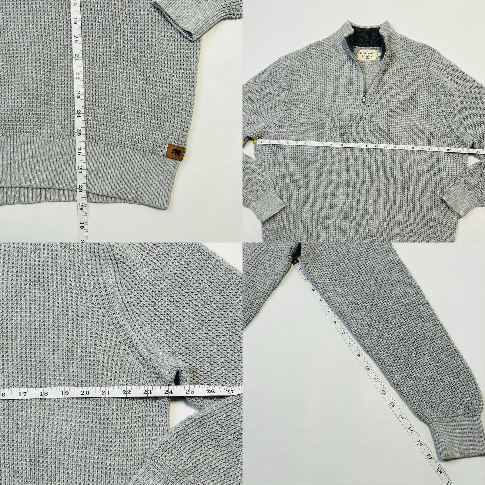 J Brand The Normal Brand 1/4 Zip Waffle Knit Pullover Sweater Gray Mens 2XL Size US XXL / EU 58 / 5 - 8 Thumbnail