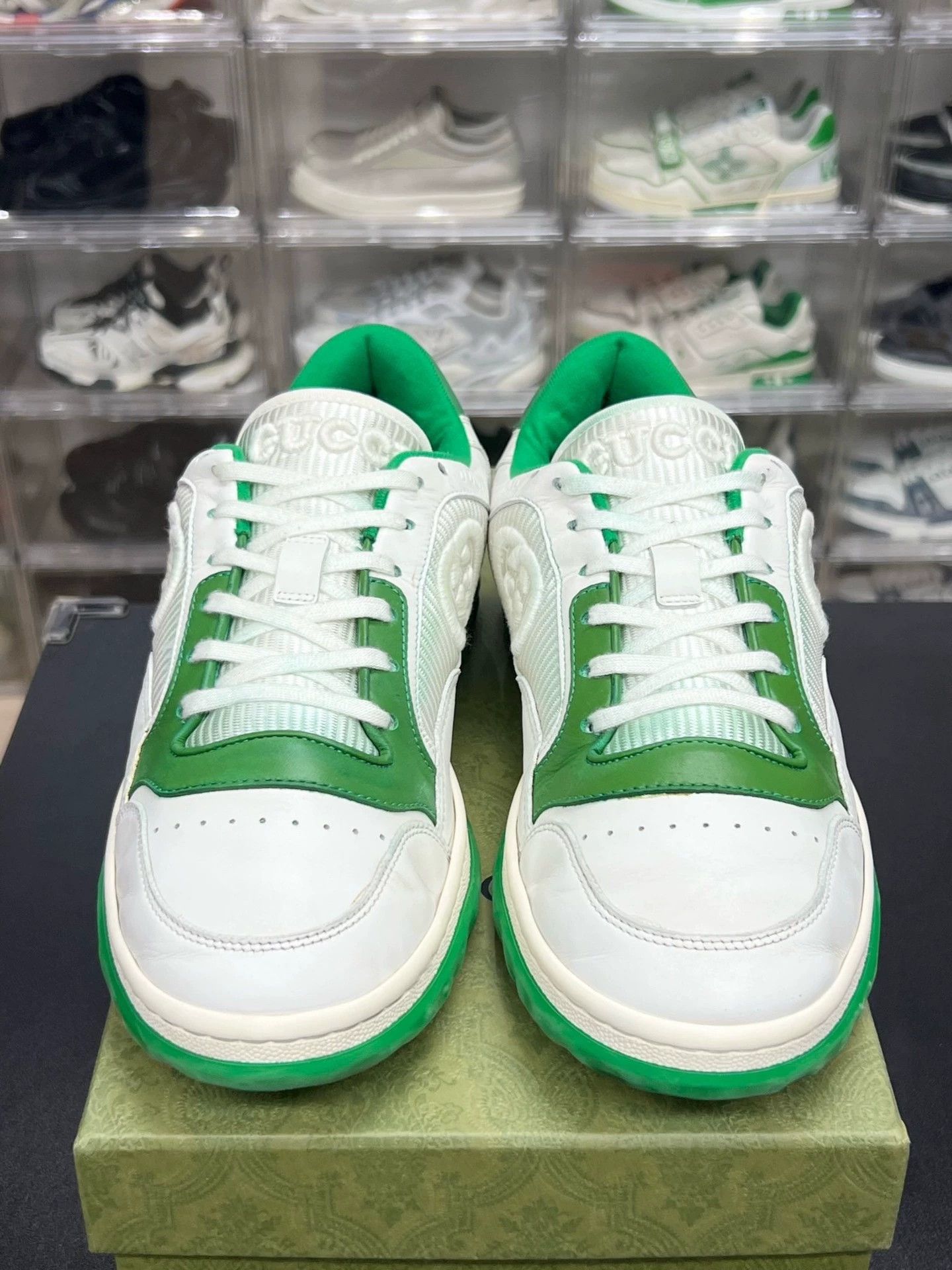 Gucci gucci mc80 low-top sneakers in white green Size US 10 / EU 43 - 2 Thumbnail