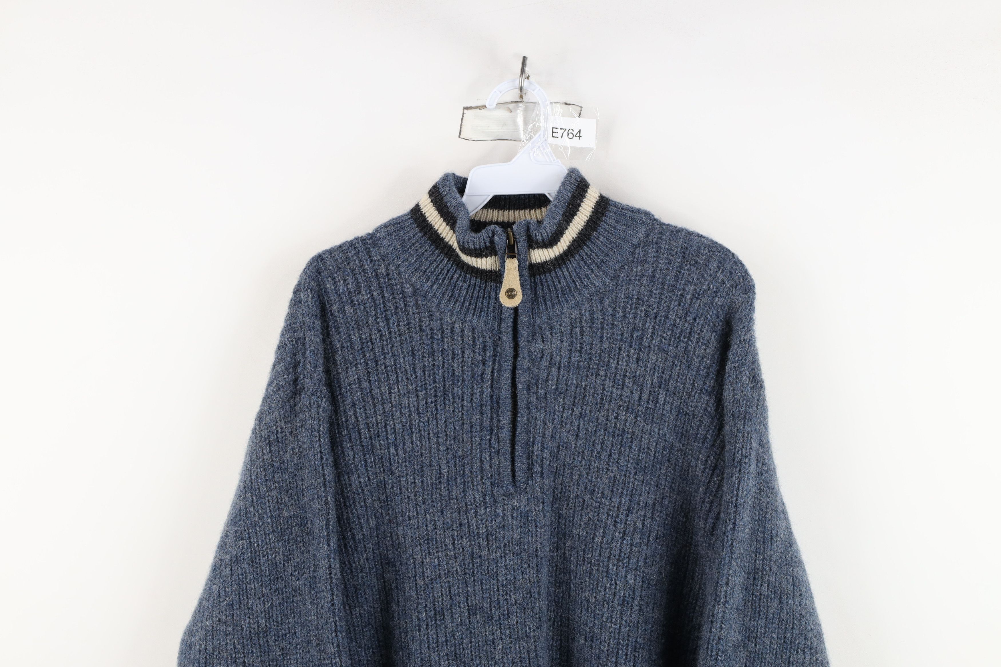 Columbia Vintage 90s Columbia Wool Ribbed Knit Half Zip Sweater Blue Size US M / EU 48-50 / 2 - 2 Thumbnail