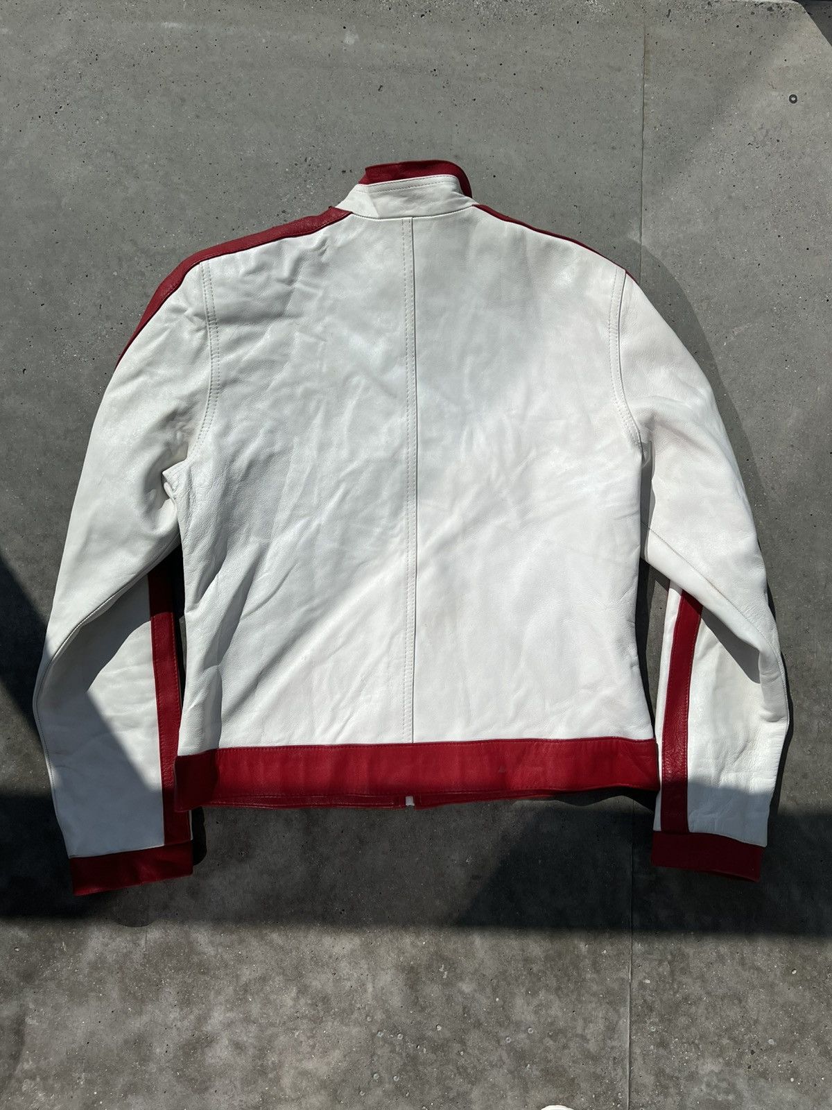 Japanese Brand × Vintage White and red leather jacket racing Size US M / EU 48-50 / 2 - 5 Thumbnail
